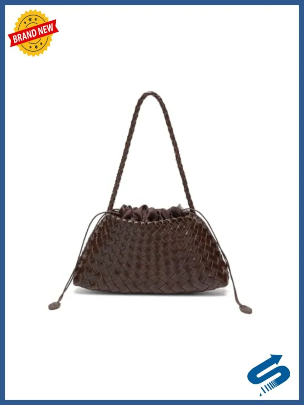 Woven Hobo Shoulder Bag for Women - Slouchy Drawstring Tote Purse with Braided